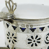 Victorian Sterling Silver Flower & Urn Pattern Mustard Pot Antique 1893 London