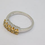 Sterling Silver Five Champagne Topaz Half Eternity Ring Vintage c1970 Size N 1/2