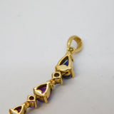 9ct Yellow Gold, Multi-Colour Stone Set Drop Pendant Vintage c1980