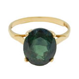 9ct Yellow Gold & 4ct Green Tourmaline Dress Ring Vintage 1975 London