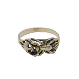 Sterling Silver Skull & Spider Form Biker Style Band Ring Modern c1990 Size P