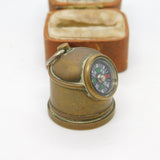 Brass Campaign Compass Fob Pendant Antique c1930 Art Deco