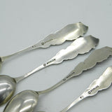 20th Century American Set of Four Sterling Silver & Floral Enamel Teaspoons