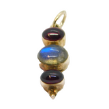 Sterling Silver Graduating Moonstone & Garnet Stick Drop Pendant Vintage c1970