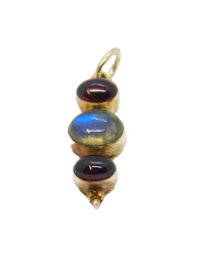 Sterling Silver Graduating Moonstone & Garnet Stick Drop Pendant Vintage c1970
