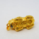 .999 Pure Silver Gilt Oriental Dragon Form Pendant Vintage c1980