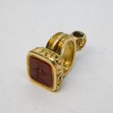 George III Gold Cased Carnelian Intaglio Doves on Wreath Fob Seal Antique