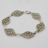 Ola M. Gorie Sterling Silver Floral Pattern Panel Bracelet Vintage Edinburgh