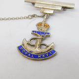 WWII Sterling Silver & Enamel Royal Navy Sweetheart Brooch Antique c1940