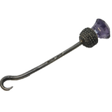 Edwardian Sterling Silver & Amethyst Scottish Thistle Button Hook Antique