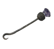 Edwardian Sterling Silver & Amethyst Scottish Thistle Button Hook Antique