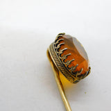 Victorian Sterling Silver Gilt & Topaz Set Stick Pin Antique c1880s