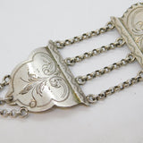 19th Century Dutch Sterling Silver Floral Pattern Panel Bracelet Antique 1894