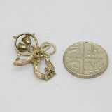 Sterling Silver Wedding Slipper, Horseshoe & Bells Charm Pendant Vintage c1970