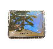 Sterling Silver Morpho Butterfly Wing Nassau Souvenir Brooch Antique Art Deco