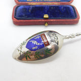 French .800 Grade Silver & Colourful Enamel Cannes Crest Spoon Antique