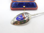 French .800 Grade Silver & Colourful Enamel Cannes Crest Spoon Antique
