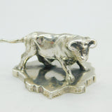 Spanish Cast Sterling Silver Bull & Spanish National Outline Figurine Vintage