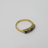 Gold On Sterling Silver Blue & White Paste Set Dress Ring Vintage 1977 Size M
