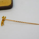 Edwardian Boxed 15ct Gold Running Fox Stick Pin Antique c1910