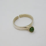 .835 Silver Green Sea Glass Open Back Studio Dress Ring Vintage c1970 Size N 1/2