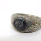Roman Style Sterling Silver Carved Amber Intaglio Signet Ring Antique