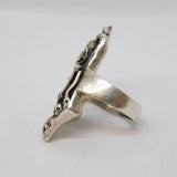 Chunky Sterling Silver Skeleton Army Bikers Ring Vintage c1990s