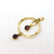 Edwardian 9ct Gold, Amethyst & Seed Pearl Lavalier Drop Pendant Antique