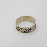 Sterling Silver Oxidised Eastern Pattern Studio Ring Vintage c1970 Size O 1/2