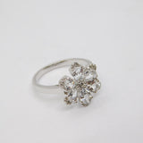 Sterling Silver Spinel Cluster Flower Dress Ring Vintage c1970 Size N 1/2