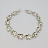 Sterling Silver Ruby, Emerald & Sapphire Elephant Panel Bracelet 2008 Birmingham