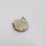 Sterling Silver Floral Pattern Round Locket Charm Pendant Vintage c1970