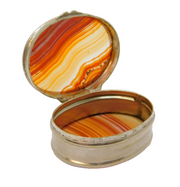 Victorian Silver Plated & Red Banded Agate Pill Box Antique c1840s