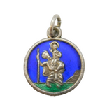 Sterling Silver Enamel St Christopher Charm Pendant Vintage c1970s