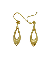 Pair of Sterling Silver 9ct Gold Filled Peardrop Dangly Earrings Modern c2000