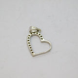 Sterling Silver Crystal Offset Open Heart Charm Pendant Modern c2000s