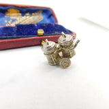 Sterling Silver Dustbin Trailer Charm Pendant Vintage c1970