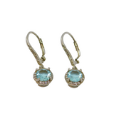 Pair of Sterling Silver Blue & White Topaz Leverback Drop Earrings Modern c1990