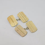 Pair Of 9ct Gold On Sterling Silver Patterned Double Cufflinks Vintage c1970