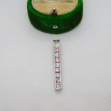 Sterling Silver Pink & White Topaz Set Drop Charm Pendant Vintage c1970