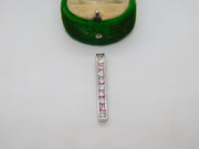 Sterling Silver Pink & White Topaz Set Drop Charm Pendant Vintage c1970