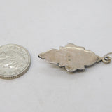 Sterling Silver Turquoise Set Drop Charm Pendant Vintage c1970s