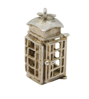 Sterling Silver Opening Phonebox Charm Pendant Vintage c1970s