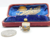 Sterling Silver Filigree and Turquoise Cup Charm Pendant Vintage c1970
