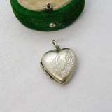 Sterling Silver Heart Shaped Locket Charm Pendant Vintage c1970