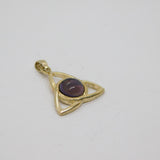 Sterling Silver Cabochon Amethyst Celtic Knot Charm Or Pendant Modern c1990s