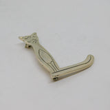 Sterling Silver Modernist Cat Design Initial L Brooch Vintage c1970