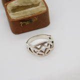 Sterling Silver Celtic Pattern Band Ring Vintage c1970 Size M 1/2 UK