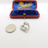 Sterling Silver Diamond Paste Heart Charm Pendant Vintage c1970