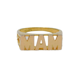 Sterling Silver Gilt 'MAM' Family Name Dress Band Ring Vintage c1970 Size I